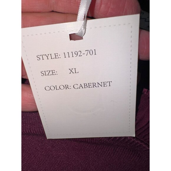 NWT Sioni Milano Plumb Wine XL Pleated Ruffle Hem Cuff L/S Top Classic Old Money - Picture 6 of 11